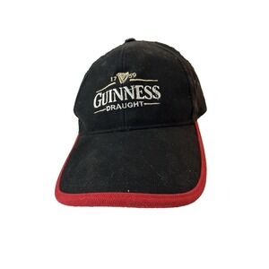 Vintage Guinness Draught Hat Black Red Adjustable Irish Beer Embroidered